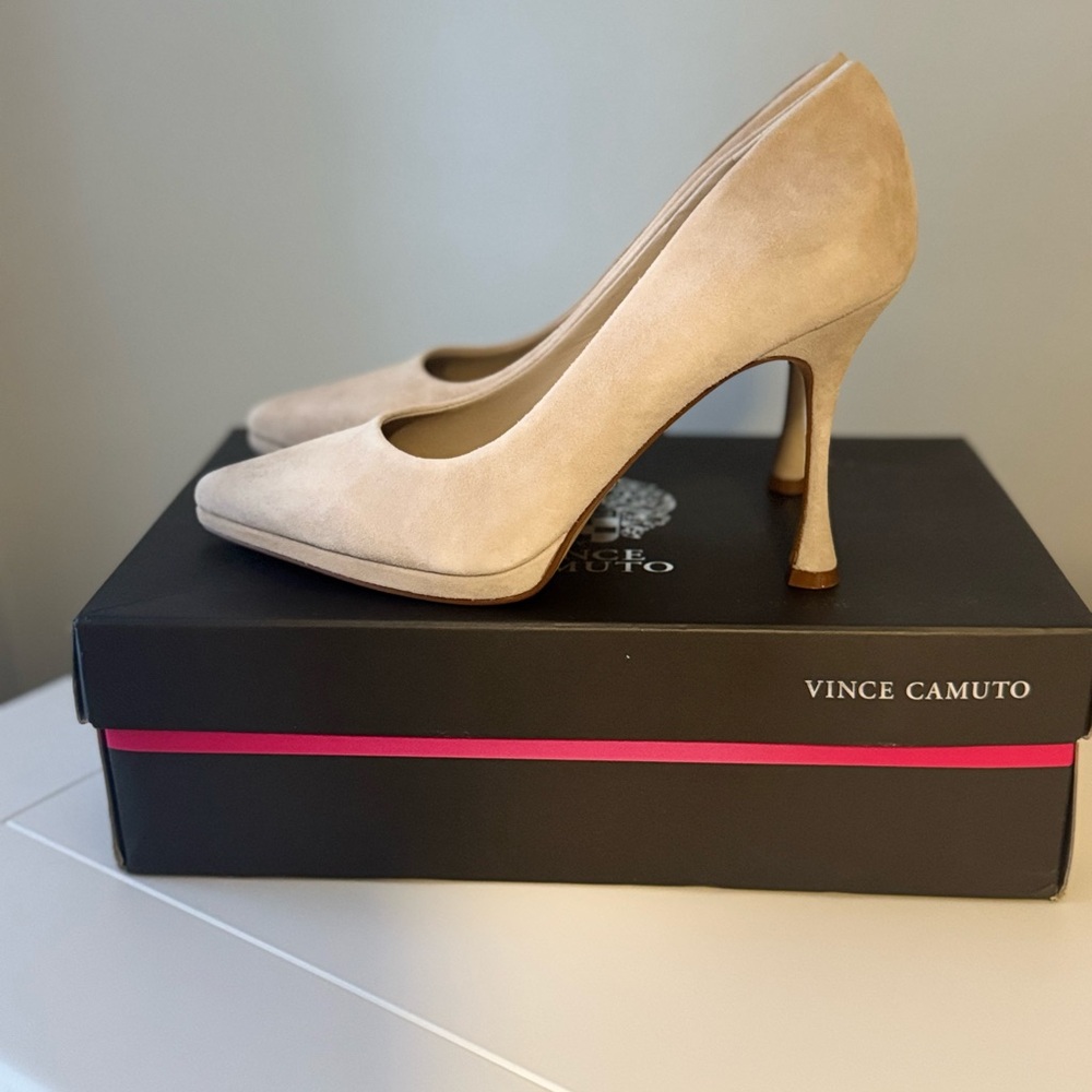 Vince Camuto Beige Suede Heels